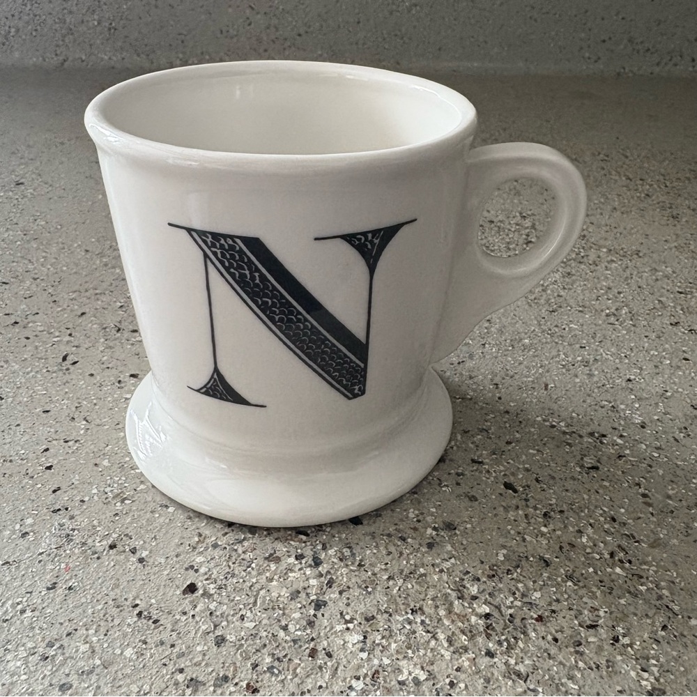 Anthropologie • Monogrammed White Mug with Letter‎ N